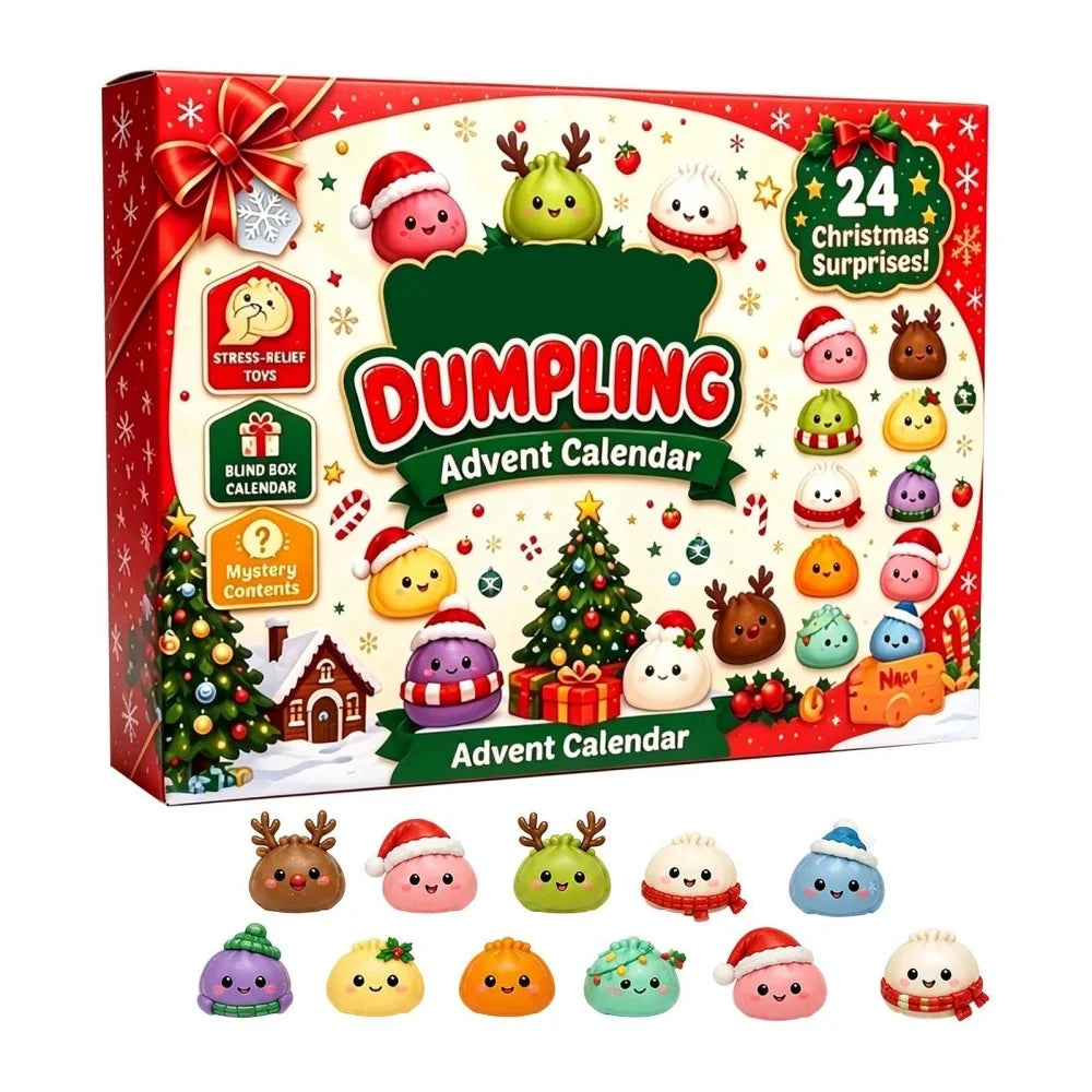 24‑Days Christmas Dumpling Advent Calendar Gift Set, Holiday Countdown Ornaments, Desktop Decor, Festive Party Favor Gifts