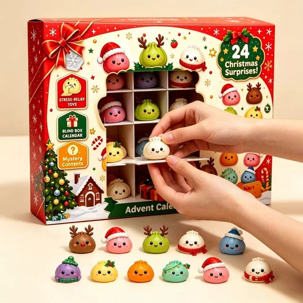 24‑Days Christmas Dumpling Advent Calendar Gift Set, Holiday Countdown Ornaments, Desktop Decor, Festive Party Favor Gifts